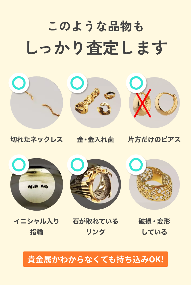 このような状態でも査定可能です。 使用感がある、傷や汚れ、破損