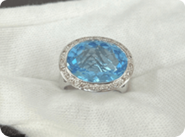 リング：K18/ブルートパーズ/メレダイヤなど4点