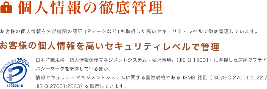 個人情報の徹底管理