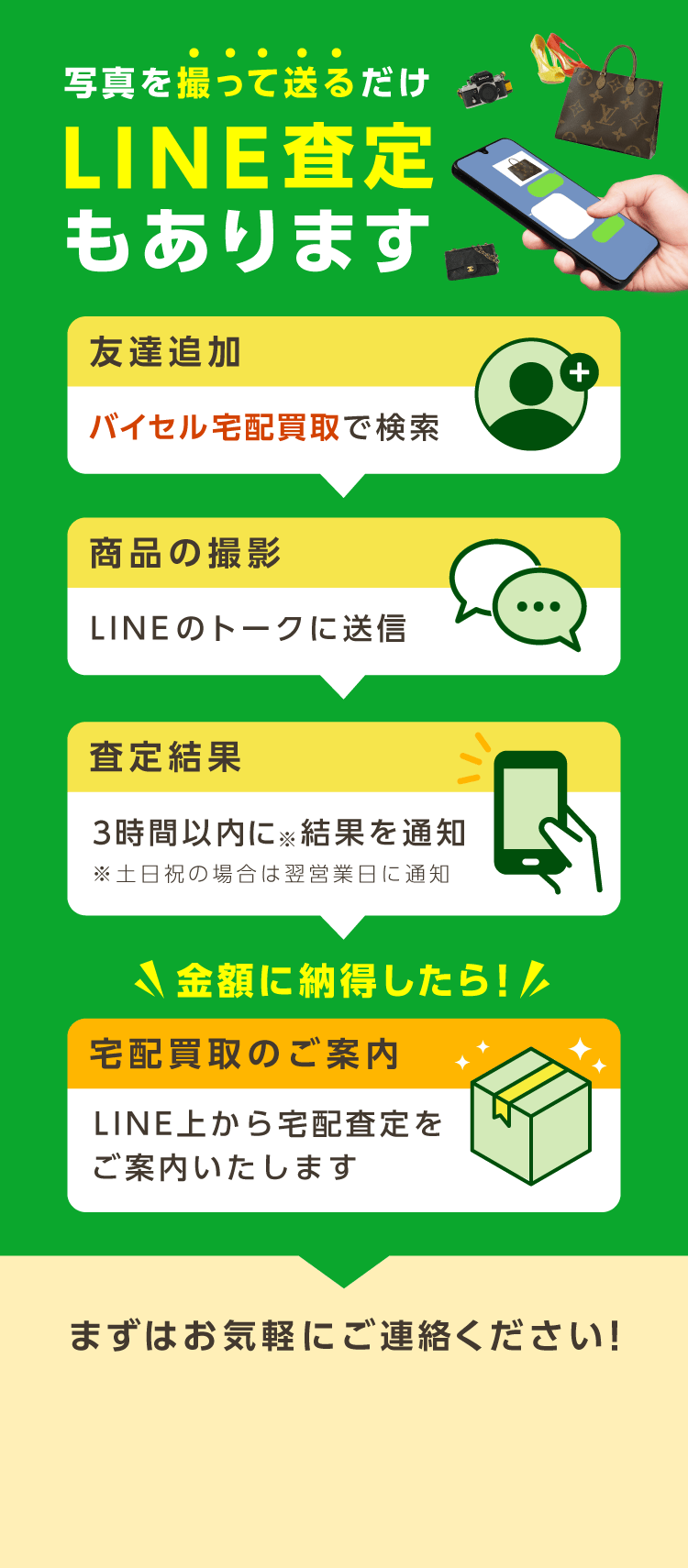 写真を撮って送るだけ LINE査定もあります