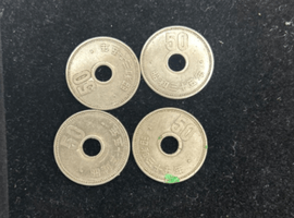 昭和35年発行 50円硬貨（菊穴あきニッケル貨）など複数点
