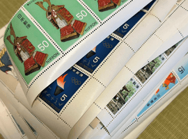 日本美術シリーズ 50円切手（甲冑）／東京オリンピック競技大会記念 5円切手など
