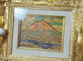 油絵：田崎広助／版画：岸田劉生など6点