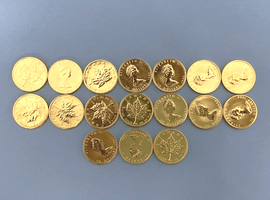 純金のコインを含む古銭複数点