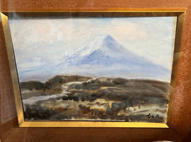 書画（掛軸・絵画）／油彩画：中川紀元（峠路の富士）など2点