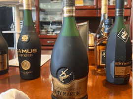 ブランデー：REMY MARTIN（セントーナポレオン）／ウイスキー：Glenfiddich（8年 ピュアモルト）など9点