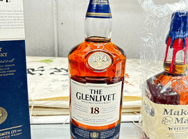 ウイスキー/GLENLIVET:18年 シングルモルト(状態ランク:C)など3点
